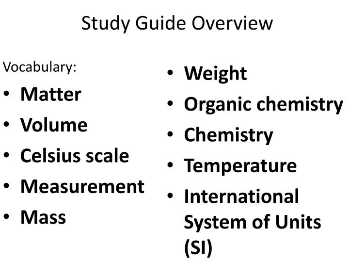 study guide overview