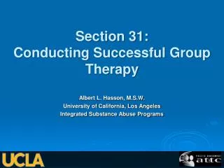 Section 31: Conducting Successful Group Therapy