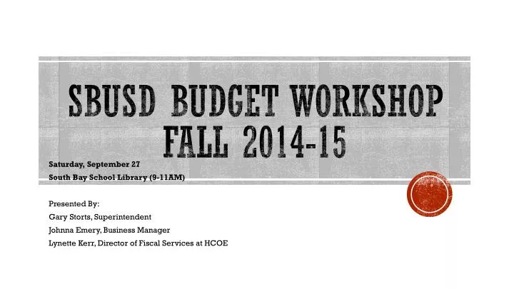sbusd budget workshop fall 2014 15