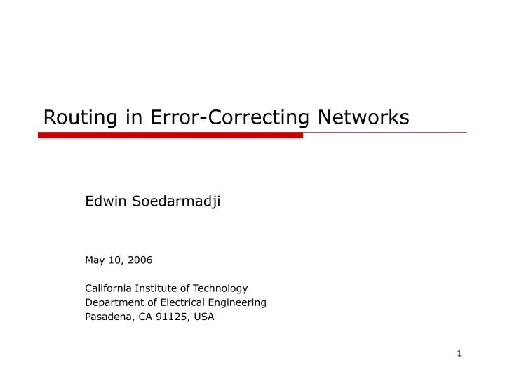 routing in error correcting networks