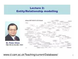 Lecture 2: Entity/Relationship modelling