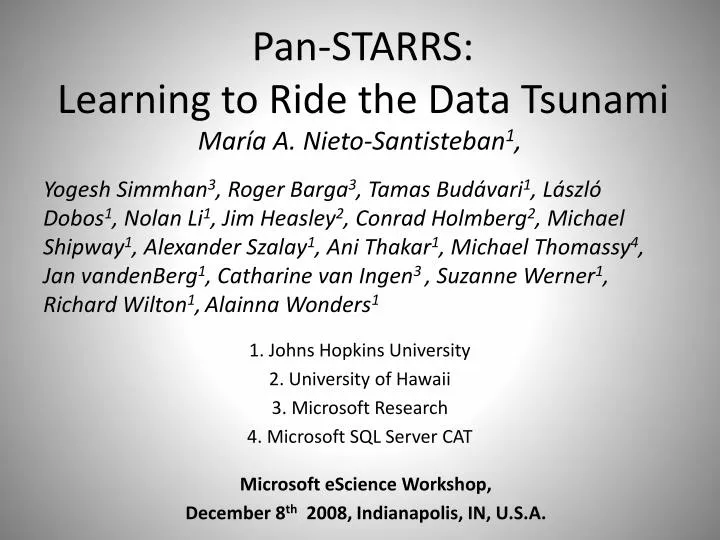 pan starrs learning to ride the data tsunami