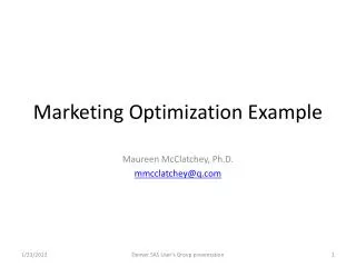Marketing Optimization Example