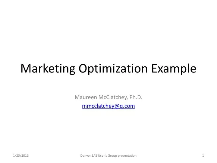 marketing optimization example