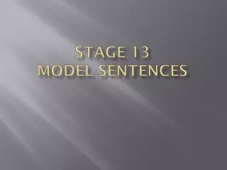 Stage 13 Model Sentences