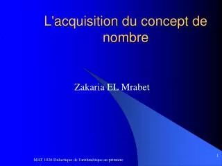 l acquisition du concept de nombre