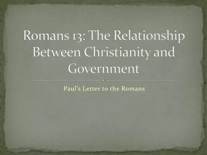 romans 13 the relationship between christianity and government