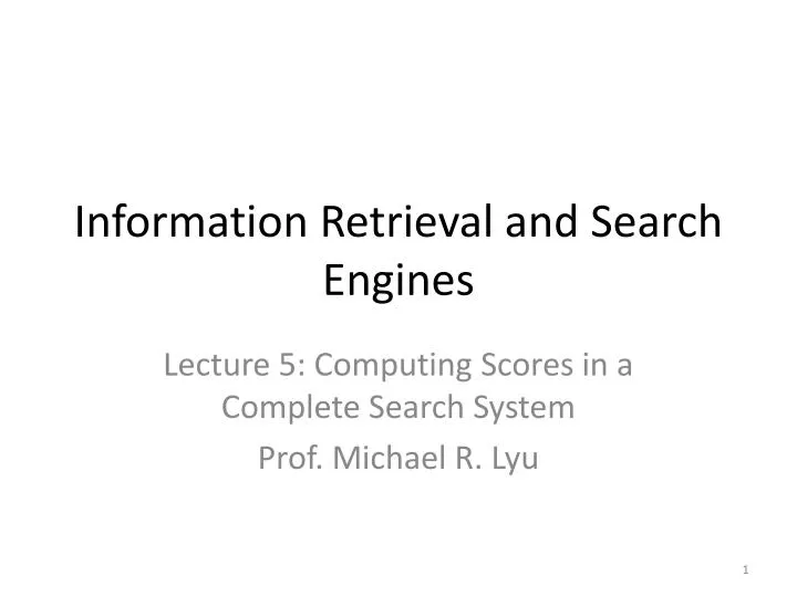information retrieval and search engines