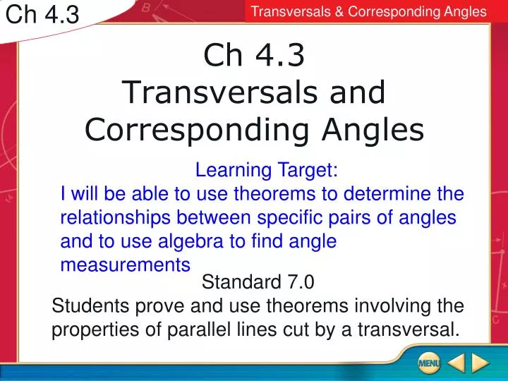 ch 4 3 transversals and corresponding angles