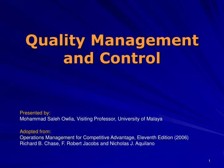 quality management and control
