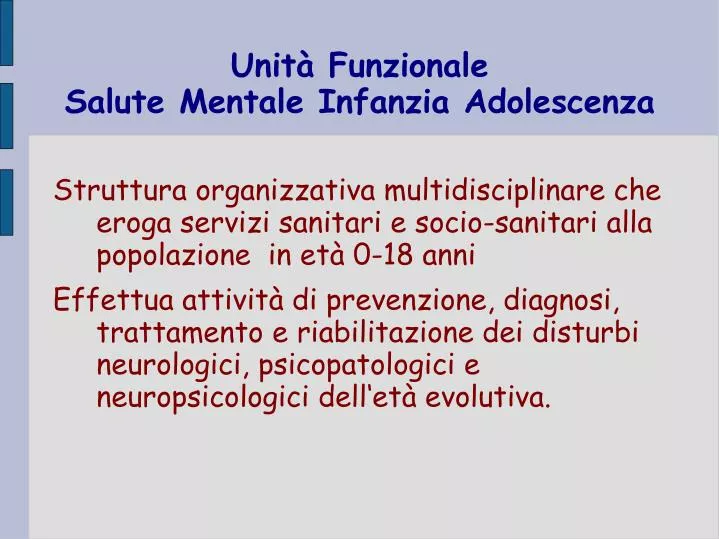 unit funzionale salute mentale infanzia adolescenza