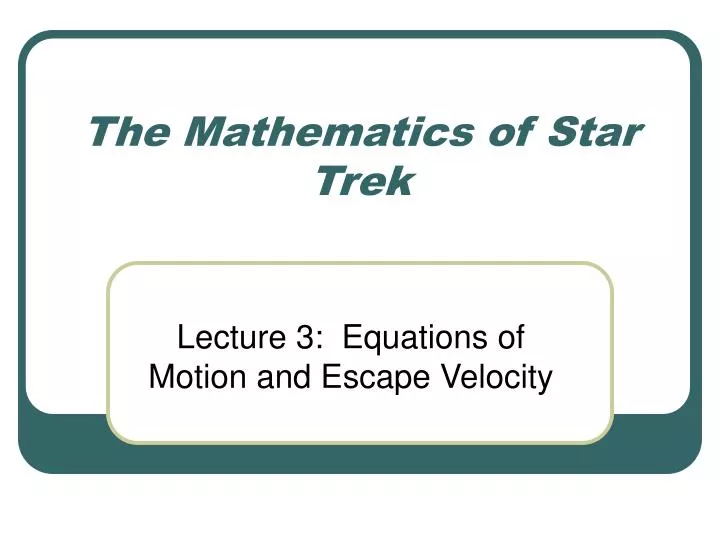 the mathematics of star trek