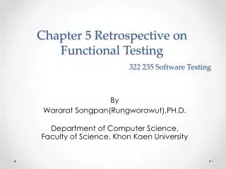 Chapter 5 Retrospective on Functional Testing 322 235 Software Testing