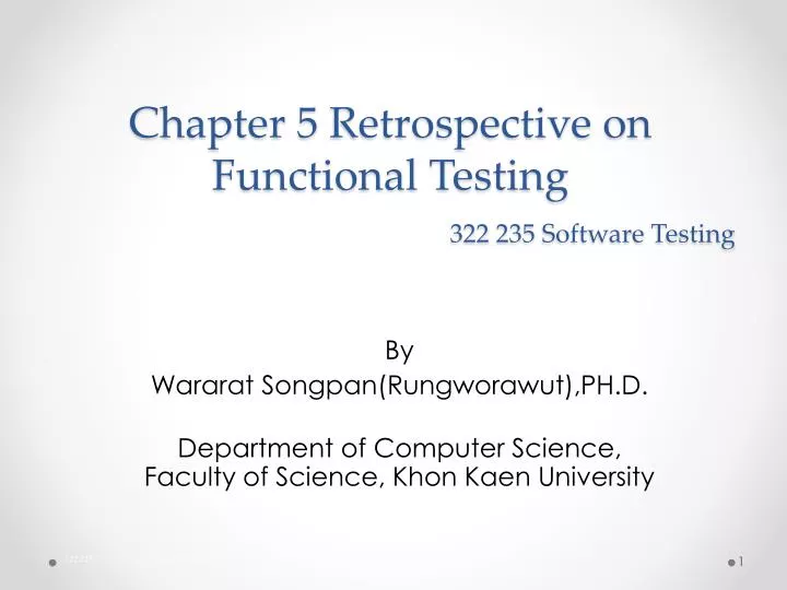 chapter 5 retrospective on functional testing 322 235 software testing