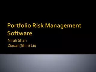 Portfolio Risk Management Software