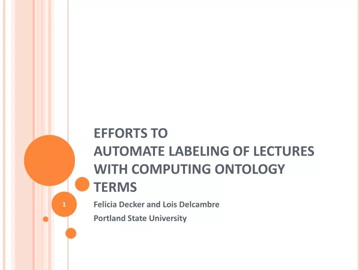 efforts to automate labeling of lectures with computing ontology terms