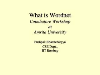 What is Wordnet Coimbatore Workshop at Amrita University