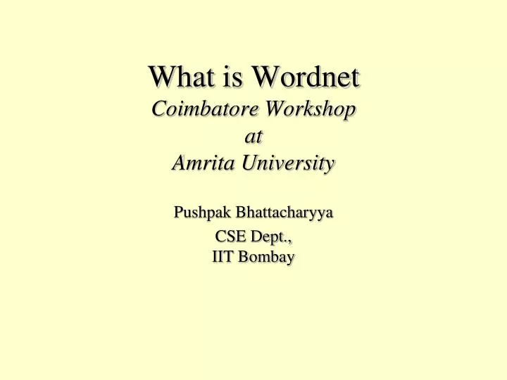 what is wordnet coimbatore workshop at amrita university