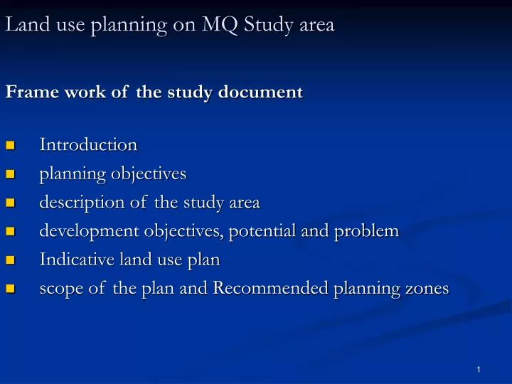 land use planning on mq study area