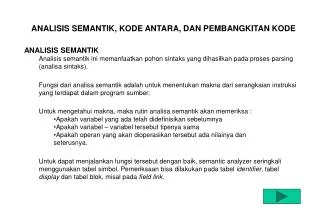 analisis semantik kode antara dan pembangkitan kode