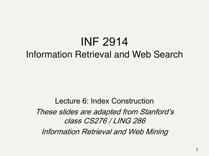 inf 2914 information retrieval and web search