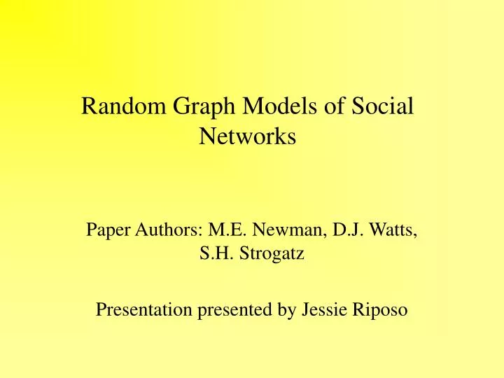 random graph models of social networks