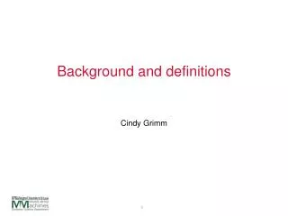 Background and definitions