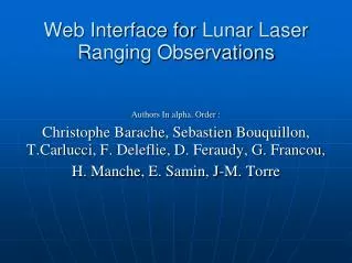 Web Interface for Lunar Laser Ranging Observations
