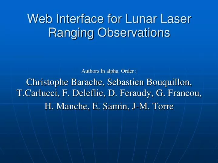 web interface for lunar laser ranging observations