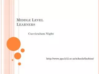 Middle Level Learners