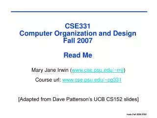 cse331 computer organization and design fall 2007 read me