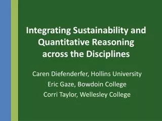 Integrating Sustainability and Quantitative Reasoning across the Disciplines