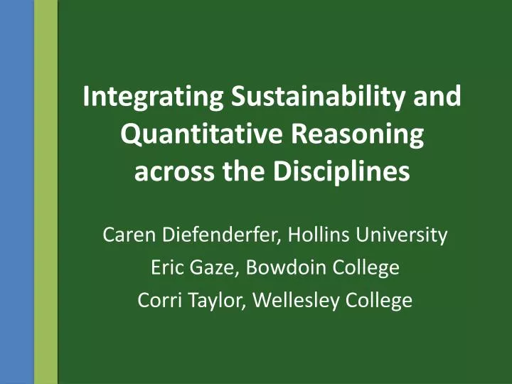 integrating sustainability and quantitative reasoning across the disciplines