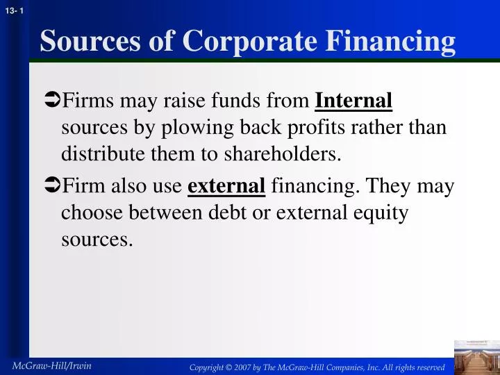 sources of corporate financing