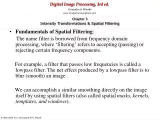 Fundamentals of Spatial Filtering :