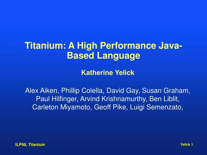 titanium a high performance java based language