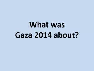 What was Gaza 2014 about?