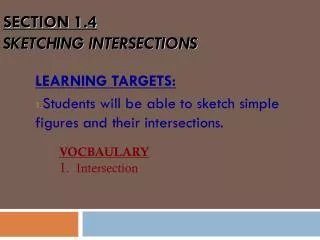 SECTION 1.4 SKETCHING INTERSECTIONS
