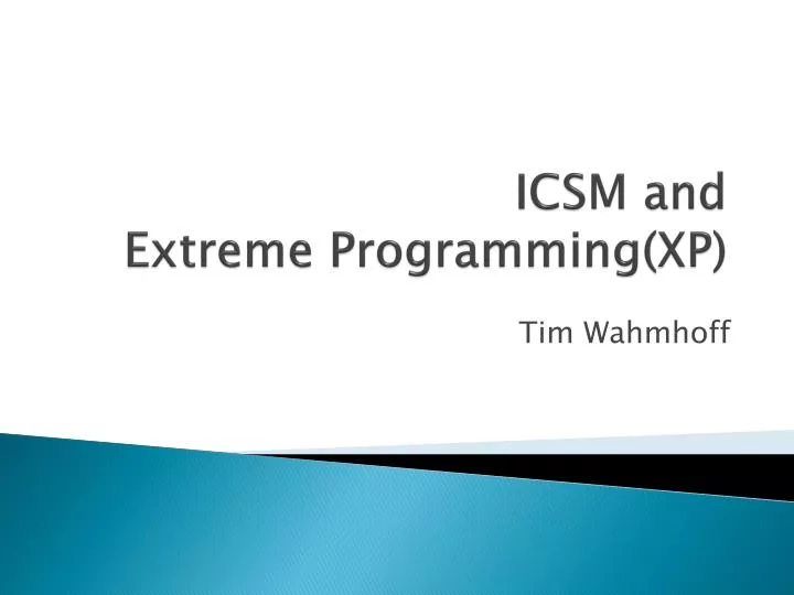 icsm and extreme programming xp
