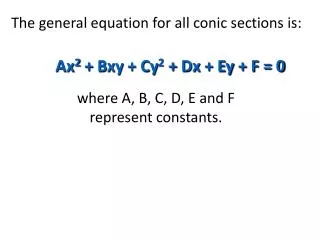 The general equation for all conic sections is: