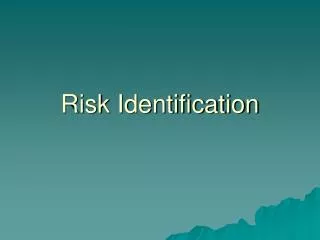 Risk Identification