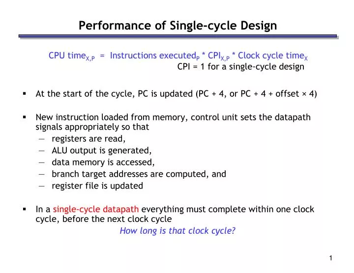 performance of single cycle design