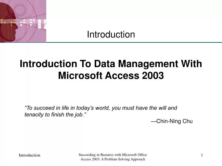 introduction to data management with microsoft access 2003