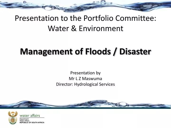 presentation to the portfolio committee water environment