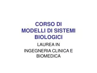 corso di modelli di sistemi biologici