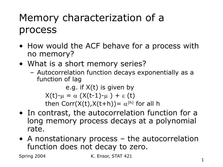 memory characterization of a process