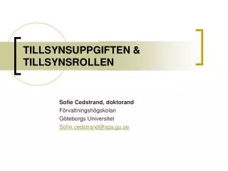 tillsynsuppgiften tillsynsrollen