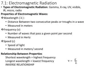 7 .1: Electromagnetic Radiation