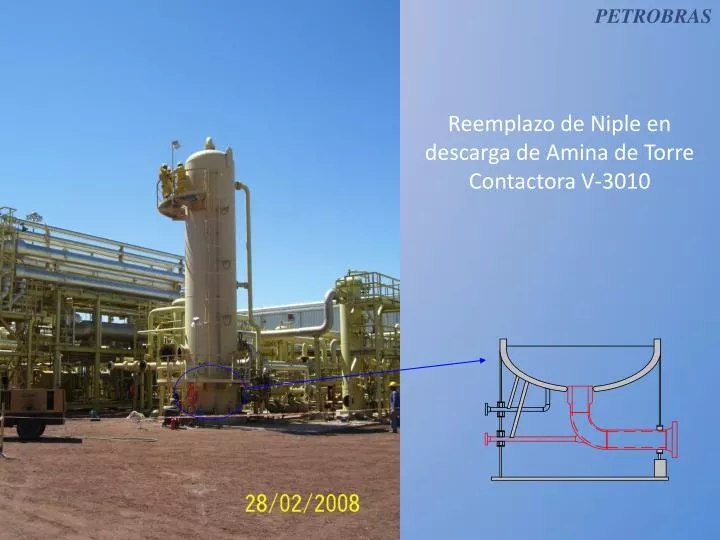 reemplazo de niple en descarga de amina de torre contactora v 3010