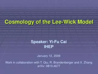 Cosmology of the Lee-Wick Model